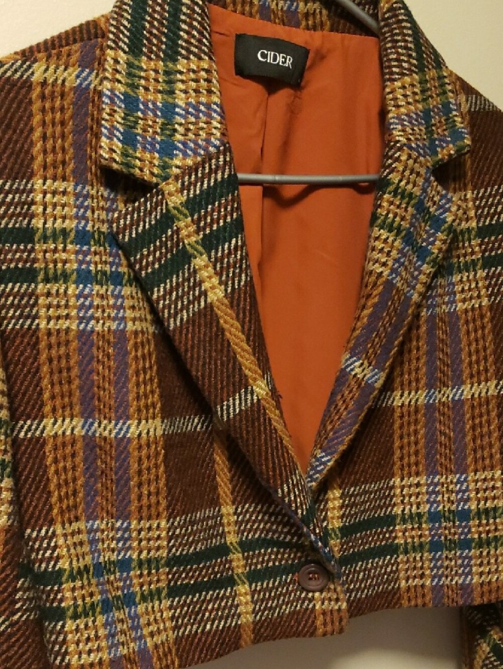 Cider Brown Multicolor Plaid Cropped Blazer And Mini Skirt - Picture 2 of 12